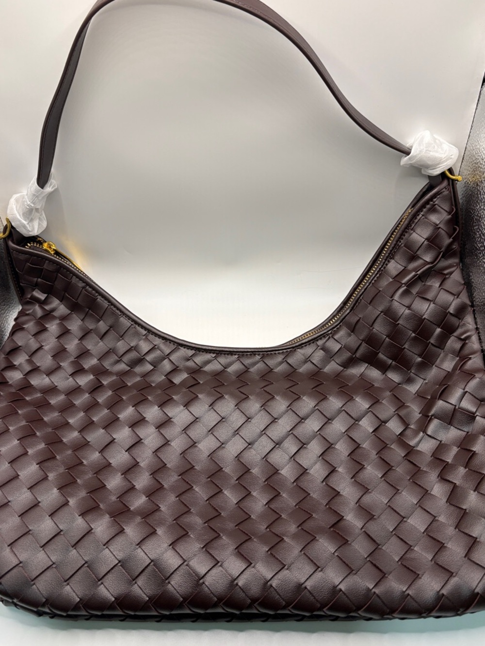 Source Unknown Woven Shoulder Bag in Dark Burgundy